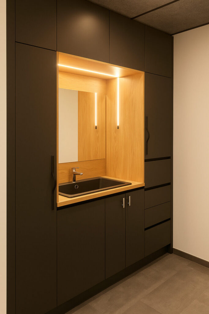 ust vannitoamööbel – minimalistlik valamukapp ja panipaigad, niiskuskindel viimistlus, eritellimusel